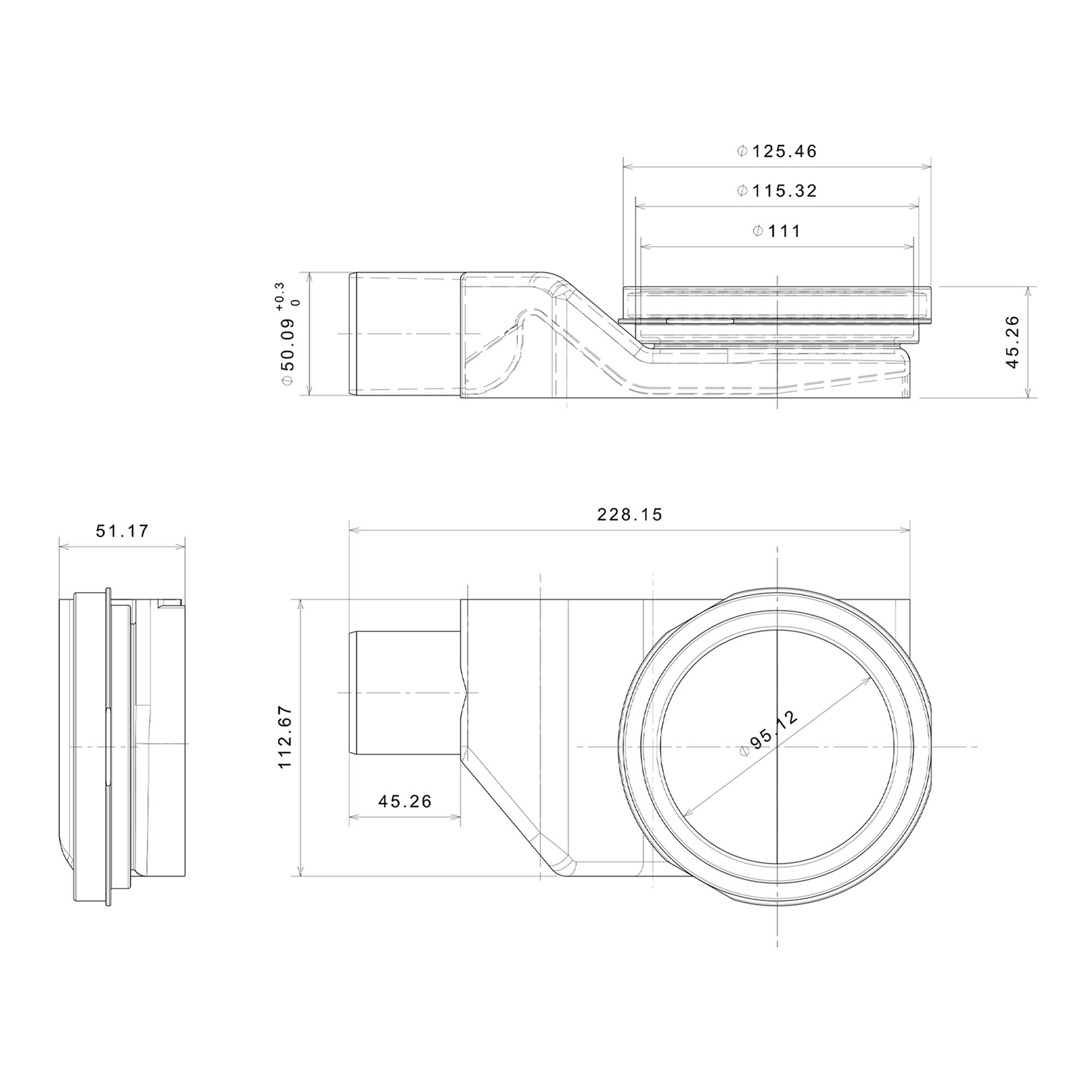 Изображение товара Трап для душа Point PN50145 комбинированный затвор 7.5x45 см abs-пластик