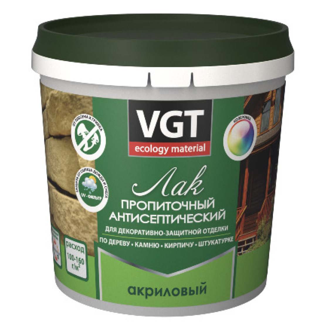 Изображение товара Лак пропиточный VGT акриловый с антисептиком матовый цвет красное дерево 0.9 кг