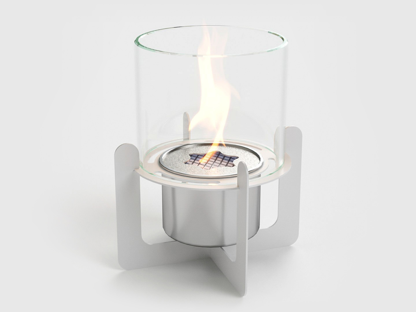 Изображение товара Биокамин настольный подарочный набор Lux Fire Омега белый с пламегасителем