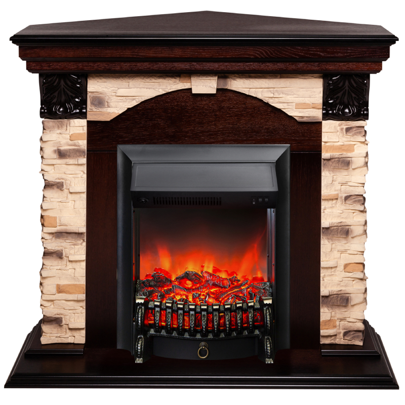 Изображение товара Каминокомплект Realflame Dublin Corner Rock с очагом Fobos Lux BL античный дуб