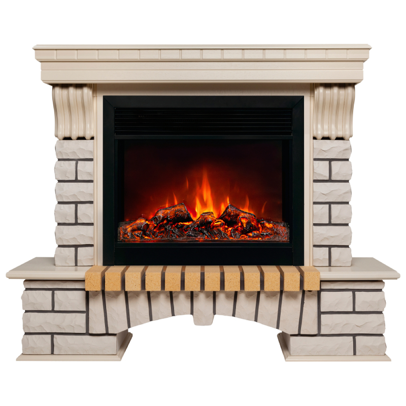 Изображение товара Каминокомплект COUNTRY 26 WT с электроочагом MOONBLAZE-S LUX BL для просторных помещений