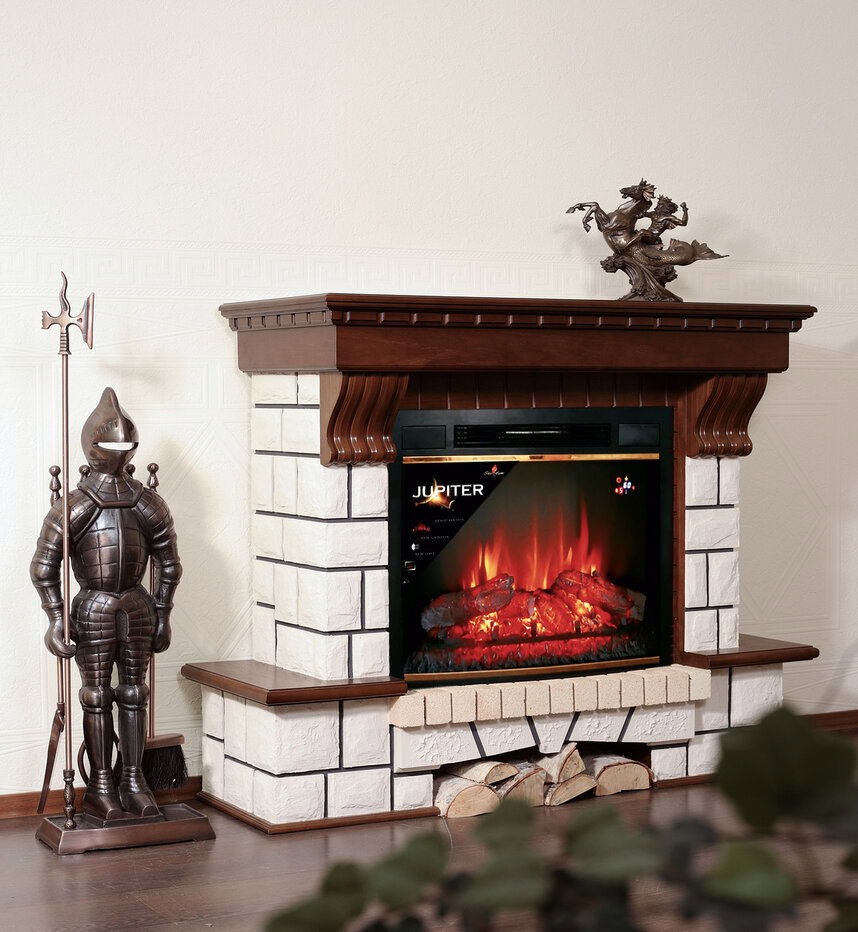 Изображение товара Электрический каминокомплект Inter Flame Экстер с эффектом пламени и згорением, Темный Дуб