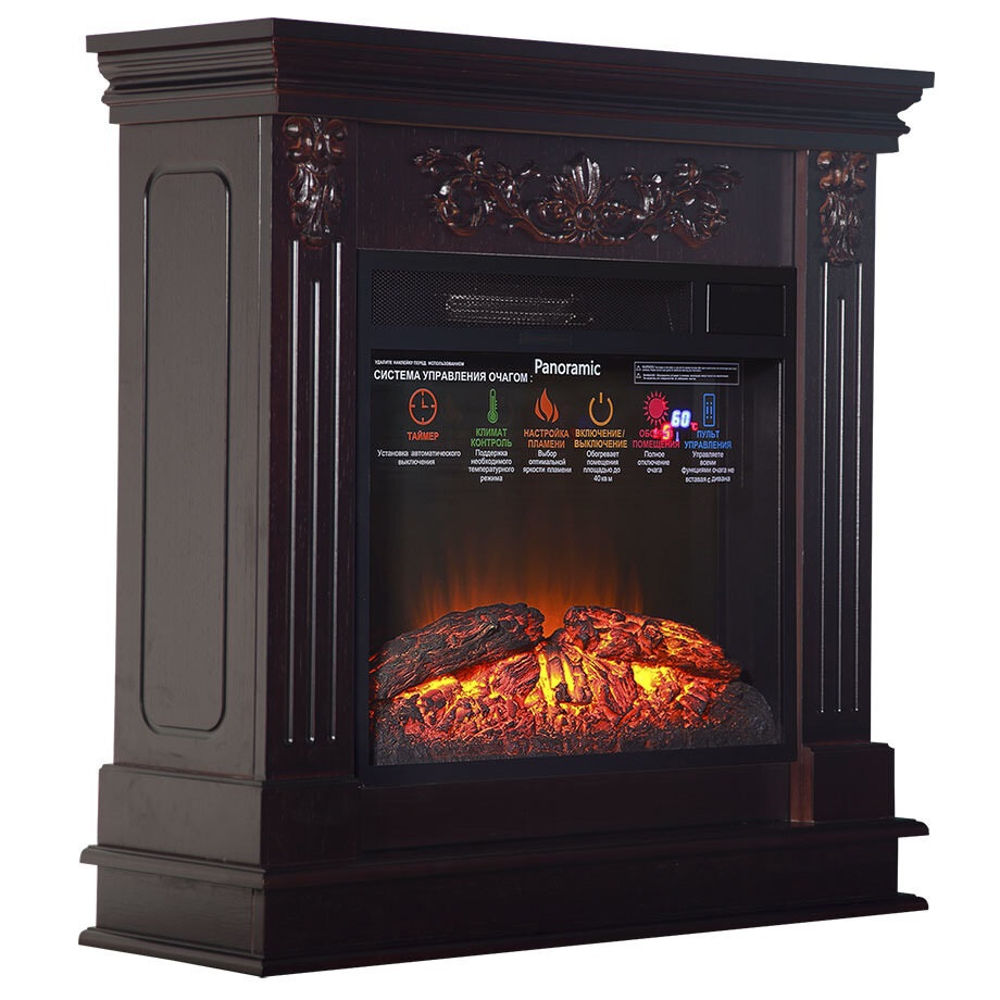 Изображение товара Электрокамин комплект Inter Flame Берта Люкс с очагом Foton LEDFX 30м2 темный дуб