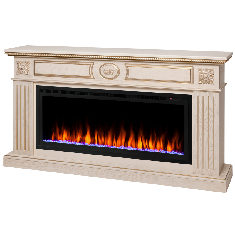 Изображение товара Каминокомплект Realflame Siena 42 WT с очагом Saphir-S 42 1600Вт цвет дуб белый с золотой патиной