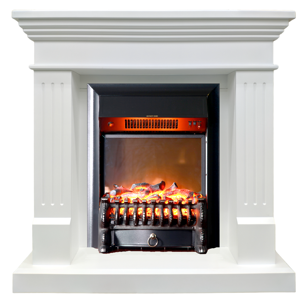 Изображение товара Электрокамин Inter Flame Лайт + Fobos Black, 1700Вт, белый