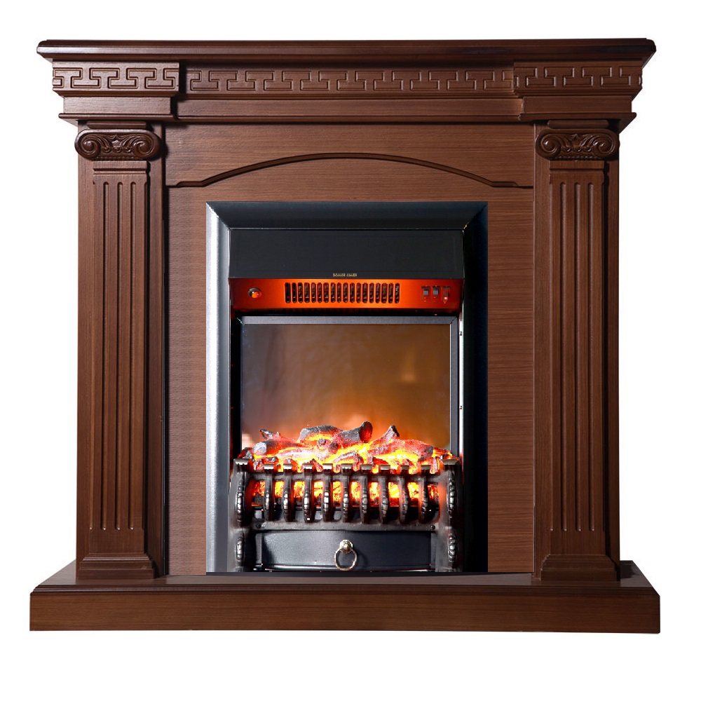 Изображение товара Каминокомплект Inter Flame Афина очаг Fobos Black (BLT-999B-5/Black) 1700Вт цвет темный дуб