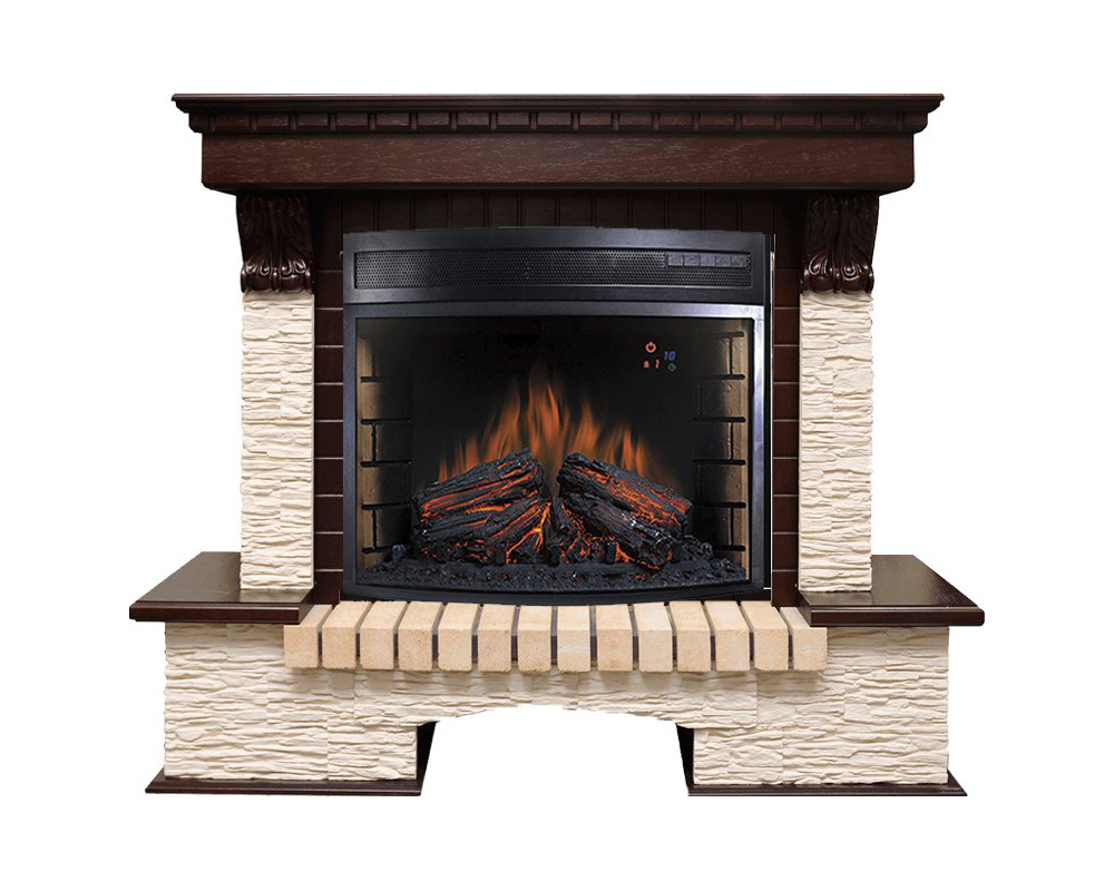 Изображение товара Каминокомплект Pierre Luxe с очагом Dioramic 25 сланец (темный дуб) 1800Вт цвет темный дуб