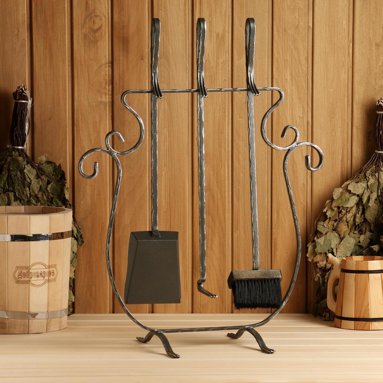 Изображение товара Набор принадлежностей для камина Simaland кочерга совок метелка из металла серый