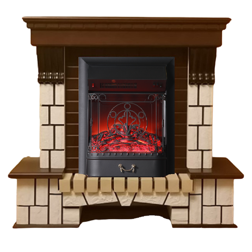 Изображение товара Электрокаминокомплект Inter Flame Экстер М, темный дуб с очагом 3D, 25м²