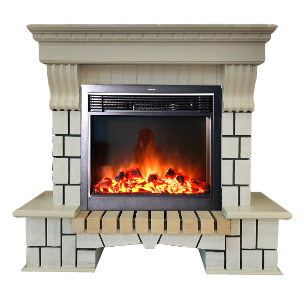 Изображение товара Электрический камин-комплект Inter Flame Экстер бежевый с очагом Jupiter