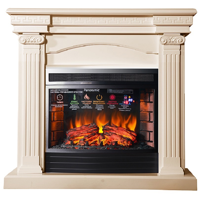 Изображение товара Каминокомплект Inter Flame Афина с очагом Panoramic 06-25 LED FX Q 1700Вт бежевый