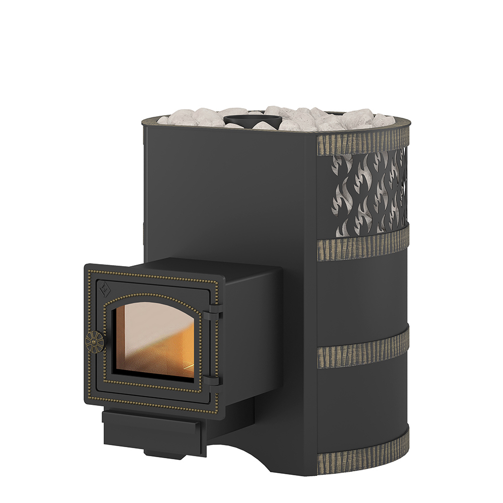 Изображение товара Печь банная дровяная Везувий Лава 16 (ДТ-3С) с открытой каменкой и дополнительной защитой