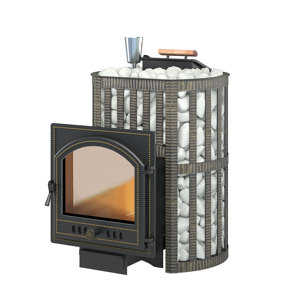 Изображение товара Банная печь дровяная Везувий Ураган Ковка 16 205, чугун, герметичная