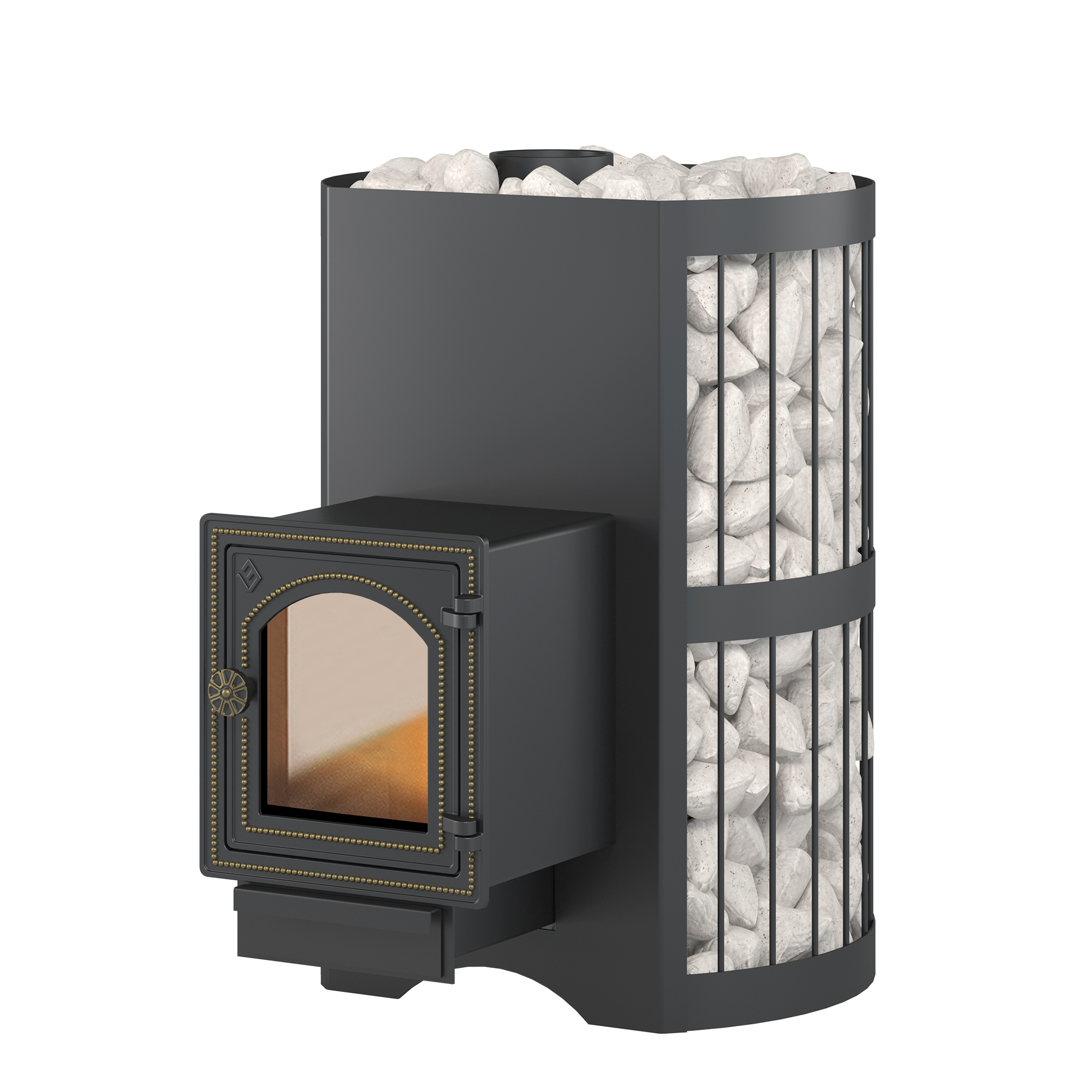 Изображение товара Печь банная дровяная Везувий Скиф Стандарт 22 для парной 24м³ с открытым типом каменки