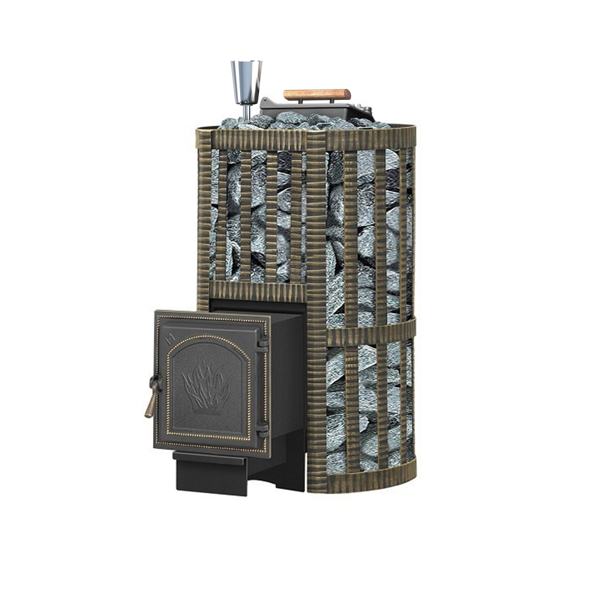 Изображение товара Печь банная дровяная Везувий Ураган Ковка 22 24м³ с чугунной топкой