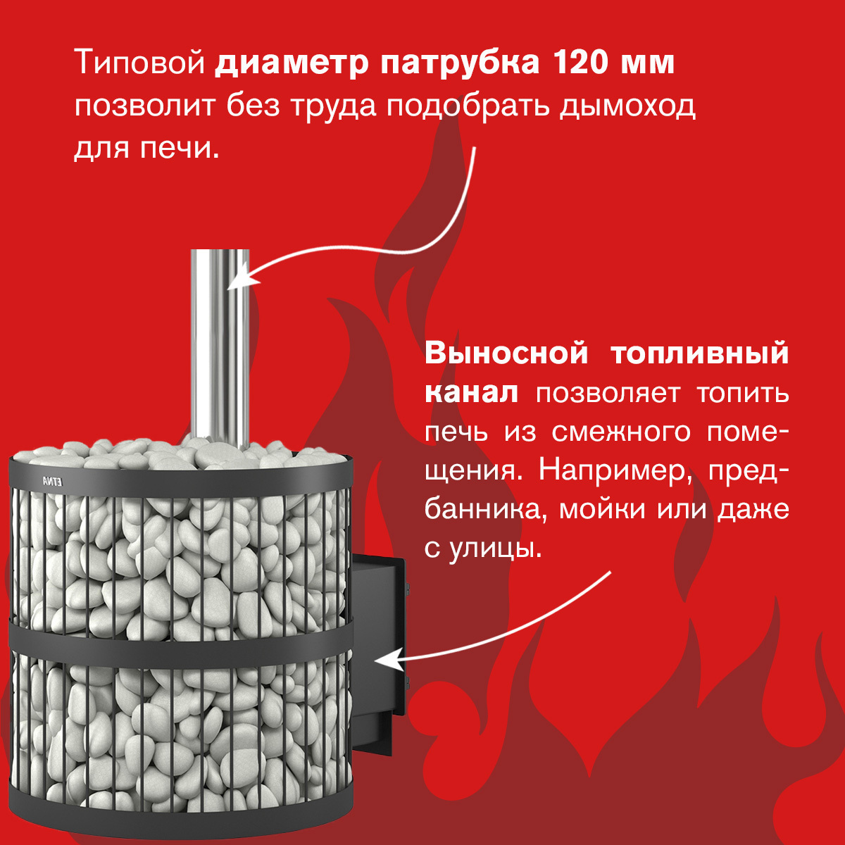 Изображение товара Чугунная банная печь ЭТНА 24 (ДТ-4) с открытой каменкой, Россия