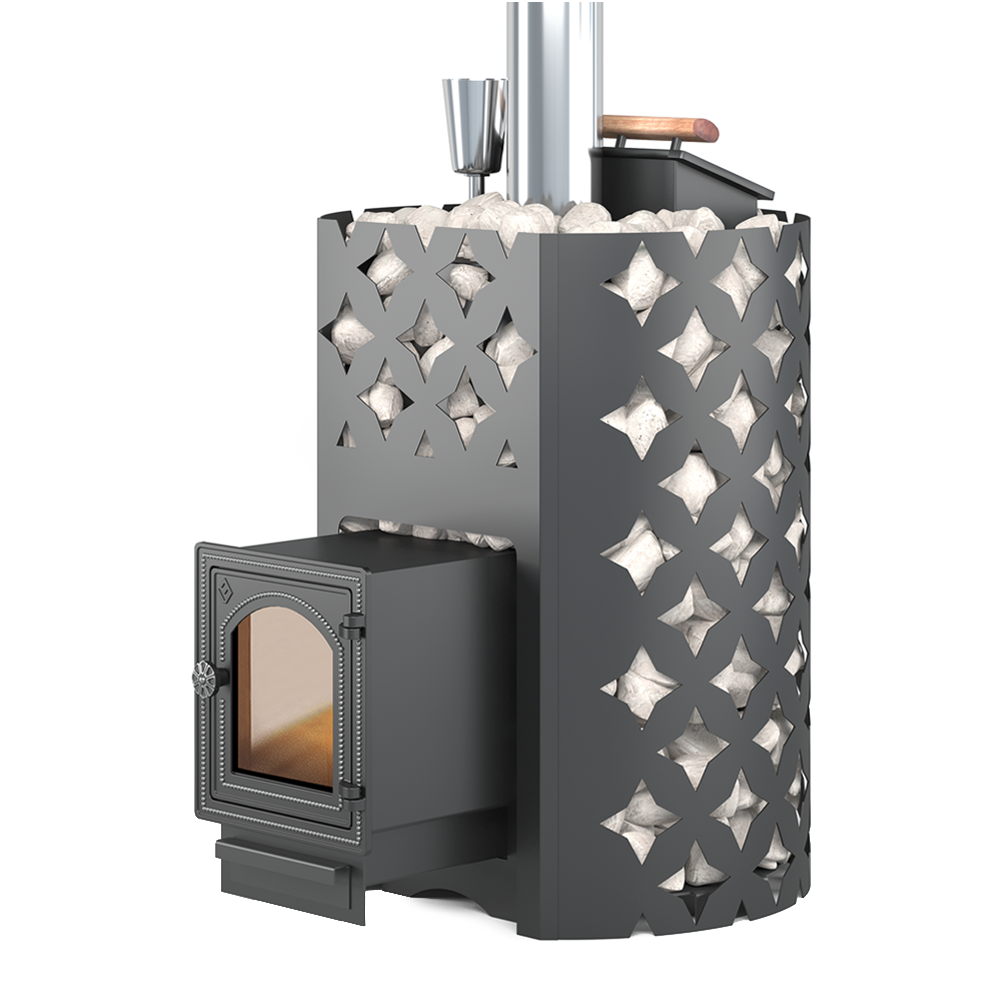 Изображение товара Чугунная банная печь ЭТНА ЗК 18 с закрытой каменкой и парогенератором