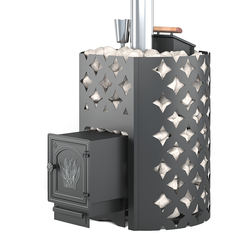 Изображение товара Чугунная банная печь ЭТНА ЗК 24 (ДТ-4) с парогенератором для бани объемом 24 м³