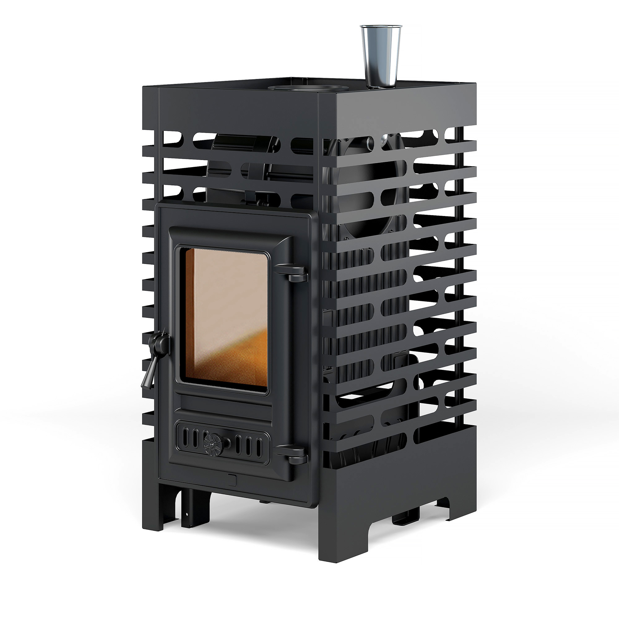 Изображение товара Печь банная дровяная ASTON Шторм б/в из чугуна 18 кВт с закрытой каменкой