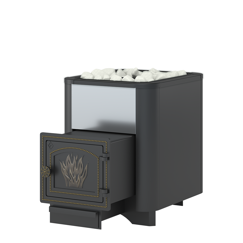 Изображение товара Печь банная дровяная Везувий Сенсация 12 Антрацит с чугунной дверцей