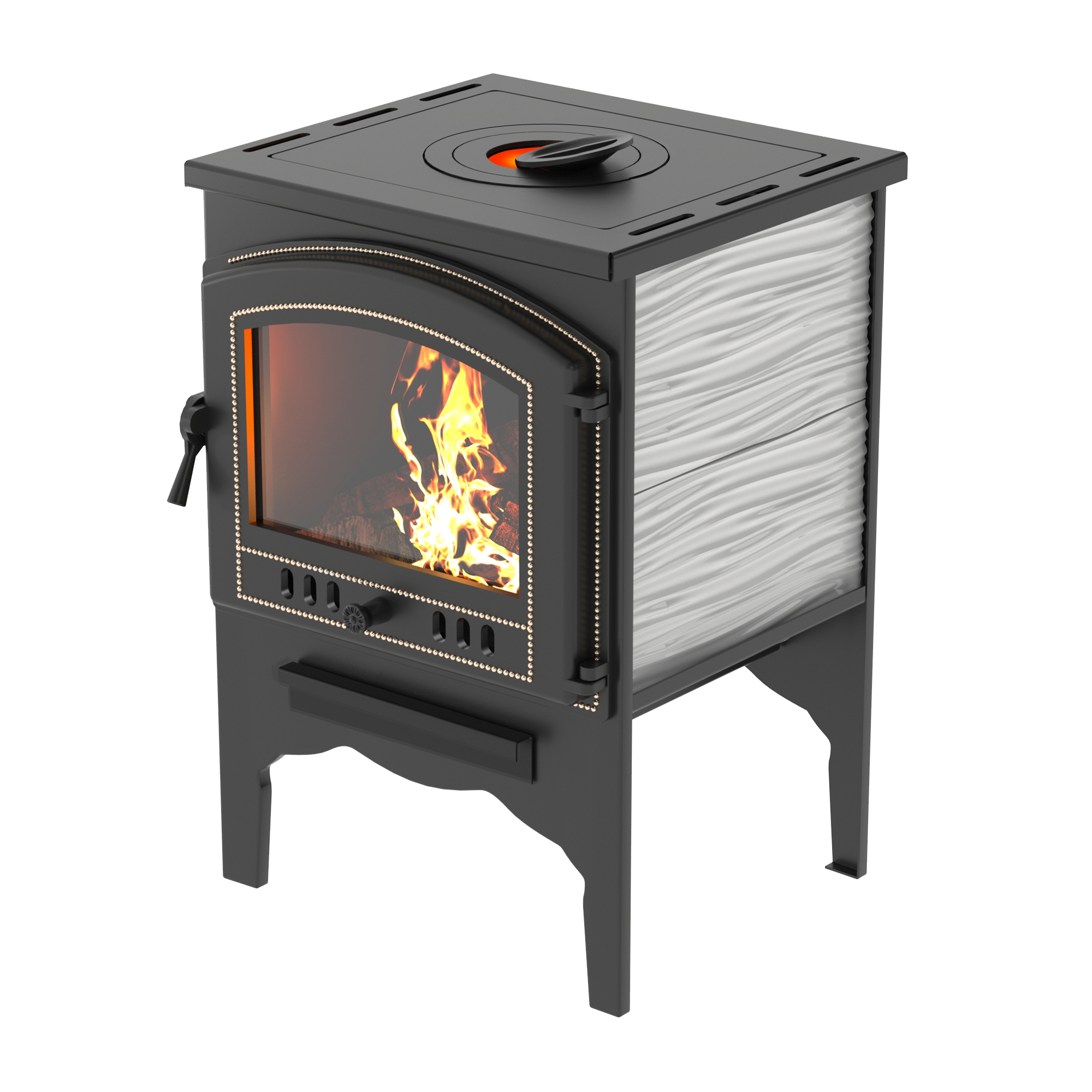Изображение товара Отопительная печь Везувий В10 16 кВт из котловой стали с керамической облицовкой