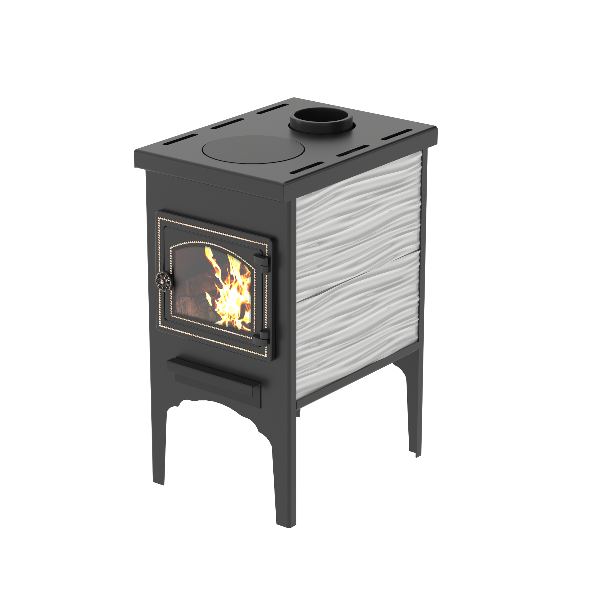 Изображение товара Отопительная печь Везувий В5С 12 кВт для дачи и дома, облицована керамикой