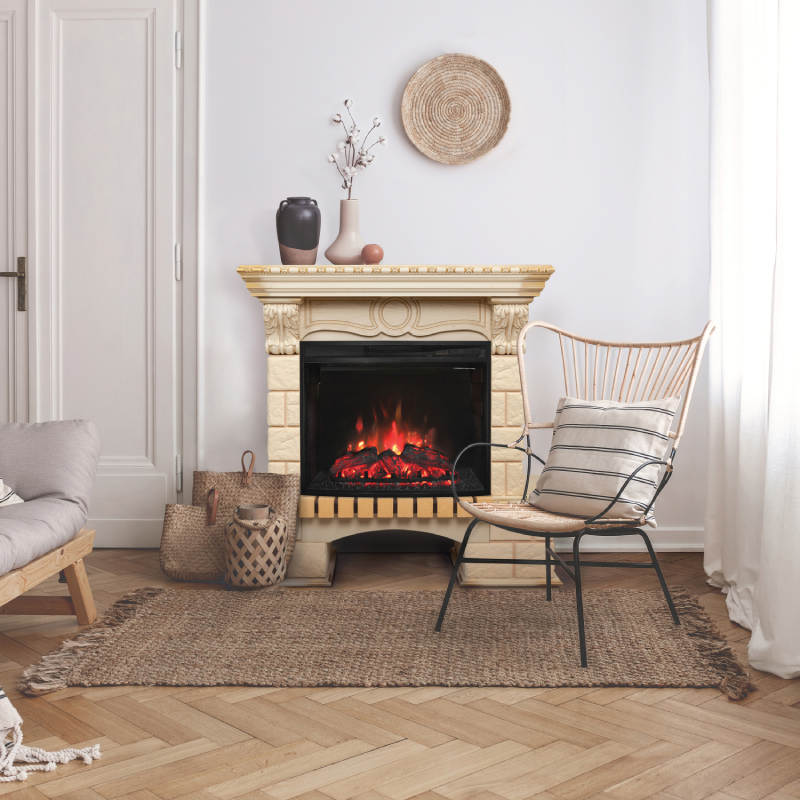 Изображение товара Каминокомплект Realflame Bolero 25.5 WT с очагом Evrika 25.5 750Вт белый дуб с золотой патиной