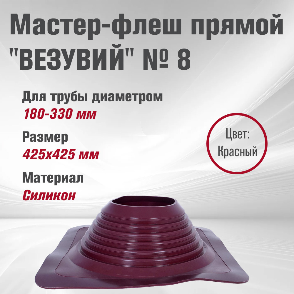 Изображение товара Кровельная проходка Везувий №8 42.50x42.50мм красный