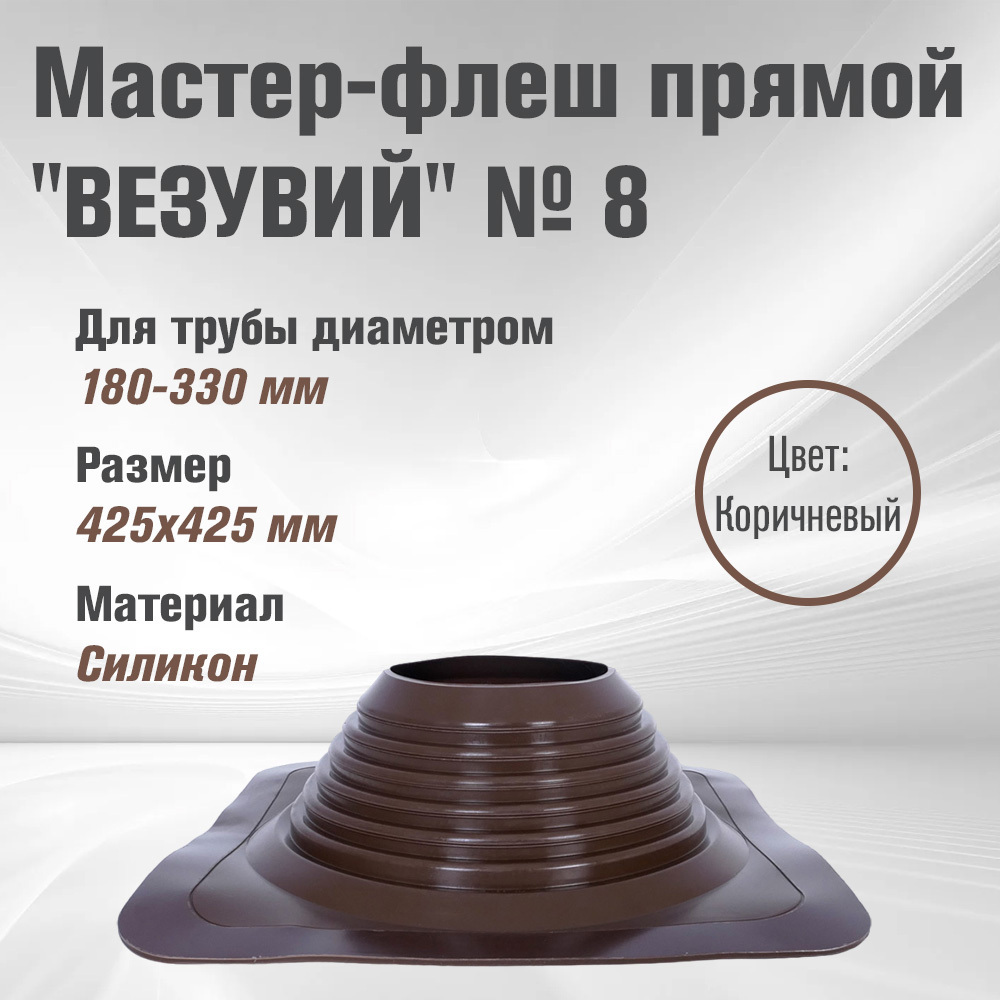 Изображение товара Кровельная проходка Везувий №8 коричневая для любой кровли Изображение товара Кровельная проходка Везувий №8 коричневая для любой кровли