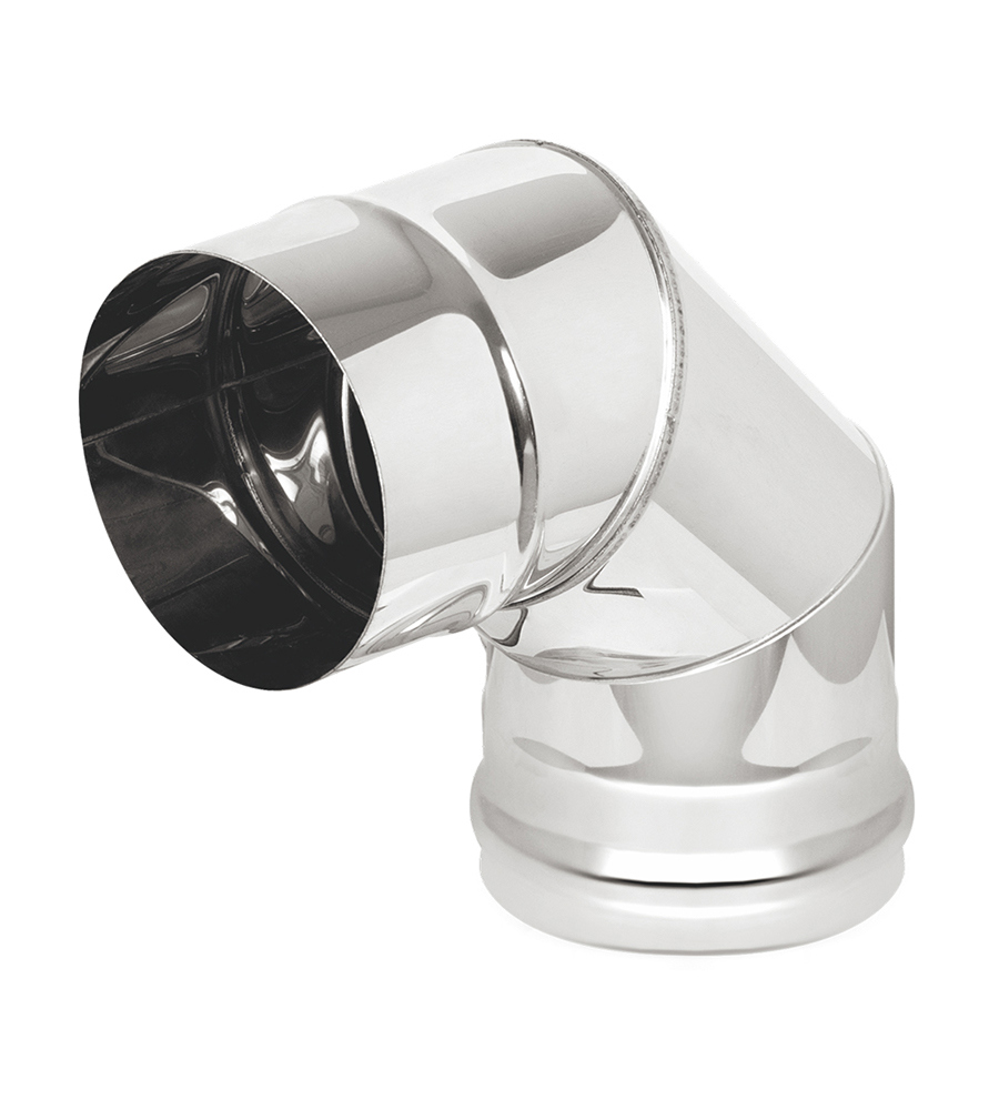 Изображение товара Отвод 90 градусов Везувий из нержавеющей стали 120 мм 3 секции