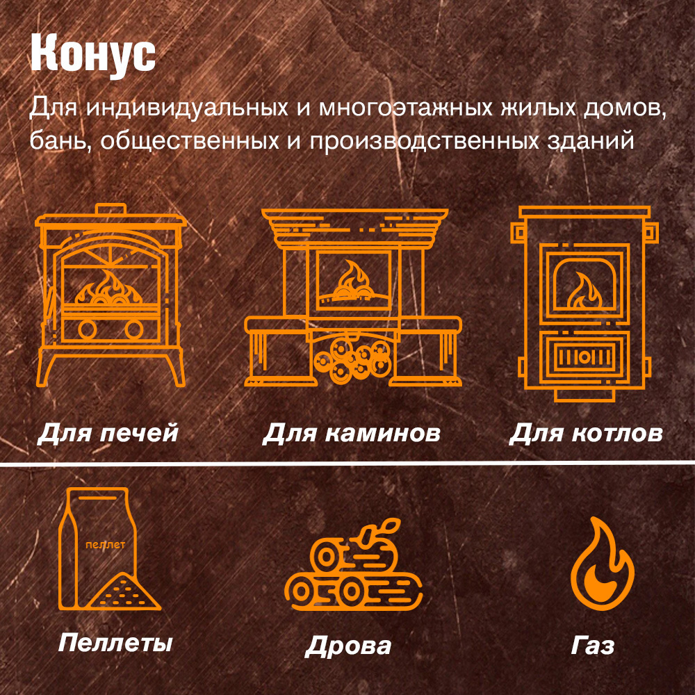 Изображение товара Конус Везувий Black 120-200мм нержавеющая сталь AISI 430 для дымоходов