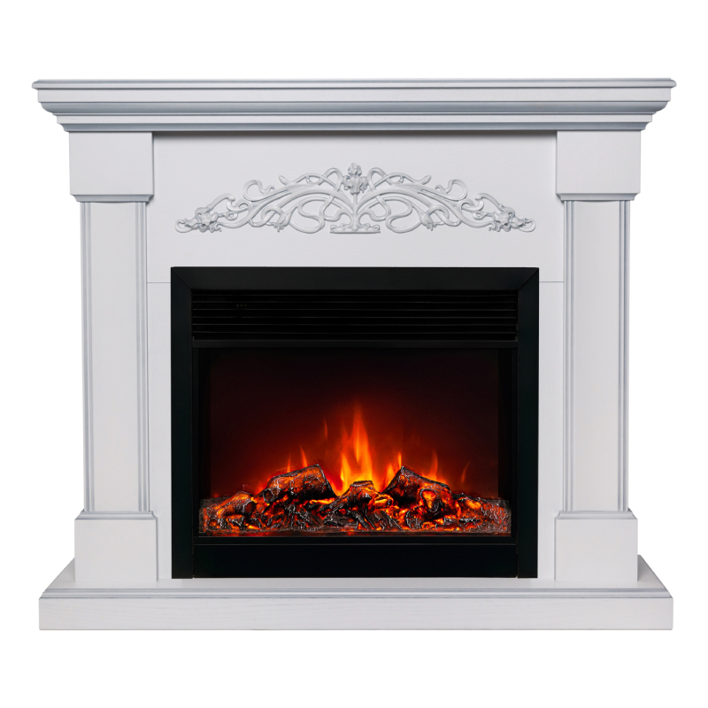 Изображение товара Каминокомплект Realflame Ofelia 26 WT-519S с электроочагом Moonblaze BL, белый дуб, серебряная пати