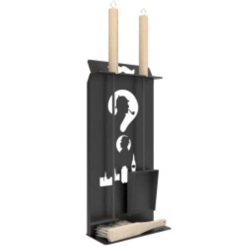 Изображение товара Набор-стойка с легким паром Шерлок для камина и печи, сталь, черный, 63 см