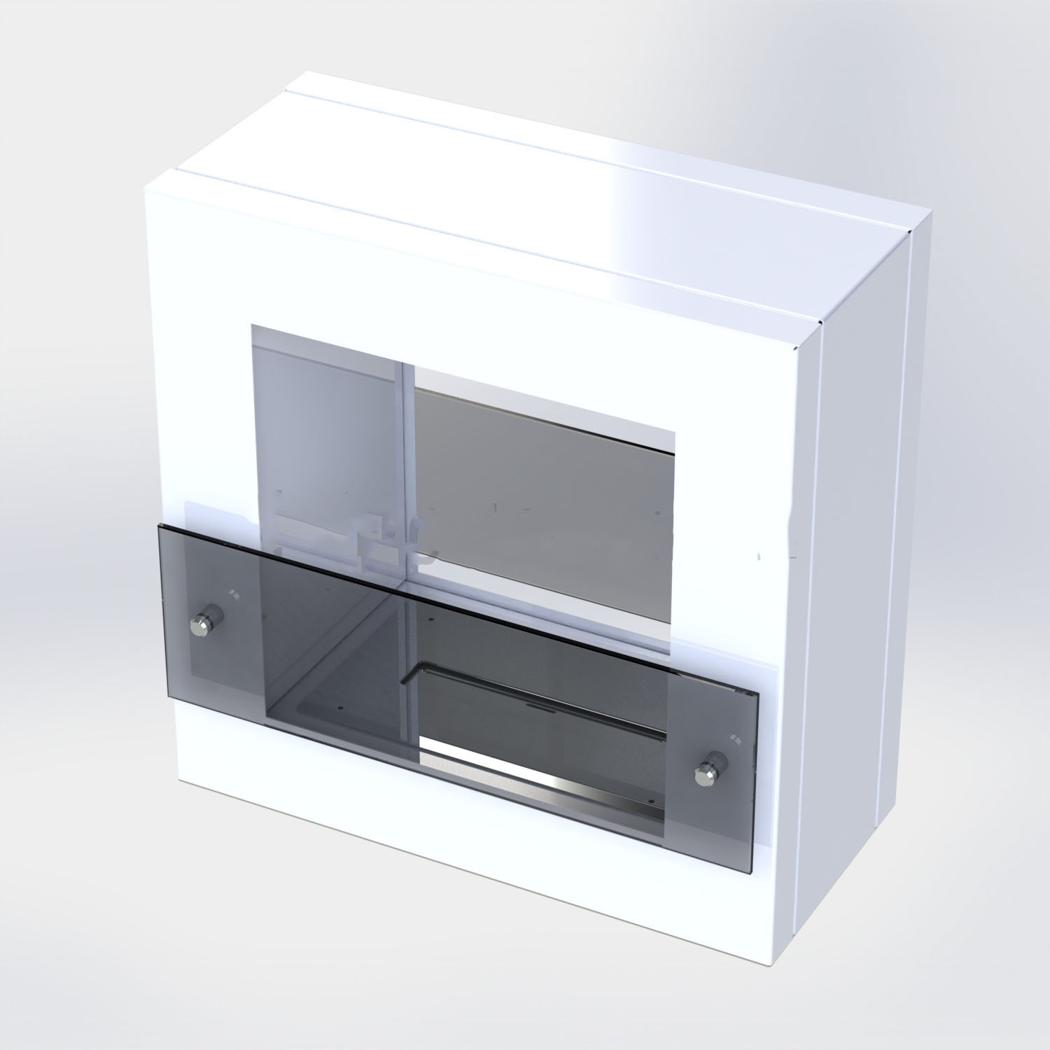 Изображение товара Напольный биокамин Теплодом Cube White с тонированными стеклами белый матовый