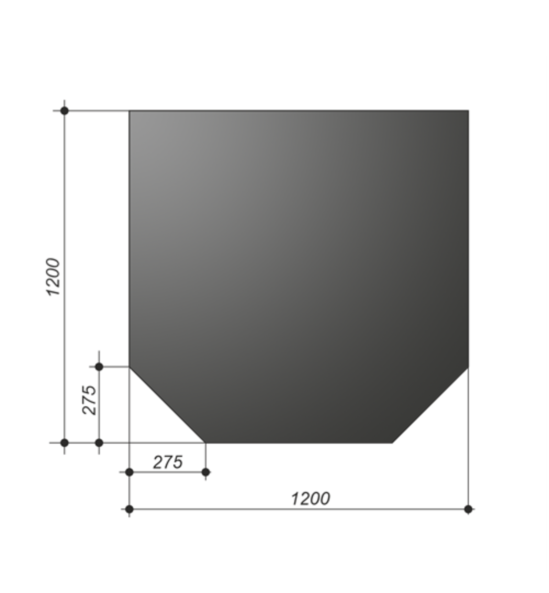 Изображение товара Стеклянный притопочный лист Везувий Призматик Aston 1200x1200x2мм черный