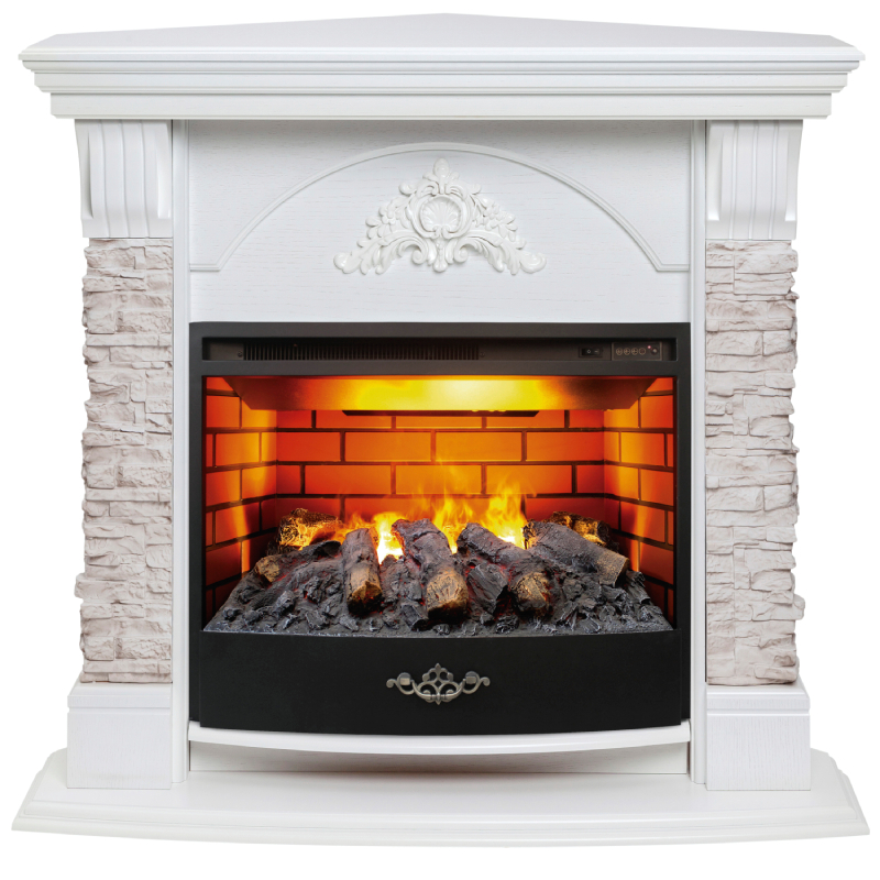 Изображение товара Каминокомплект Realflame Athena Corner GR 25.5 WT с очагом Fiji (FT255) 1700Вт белый