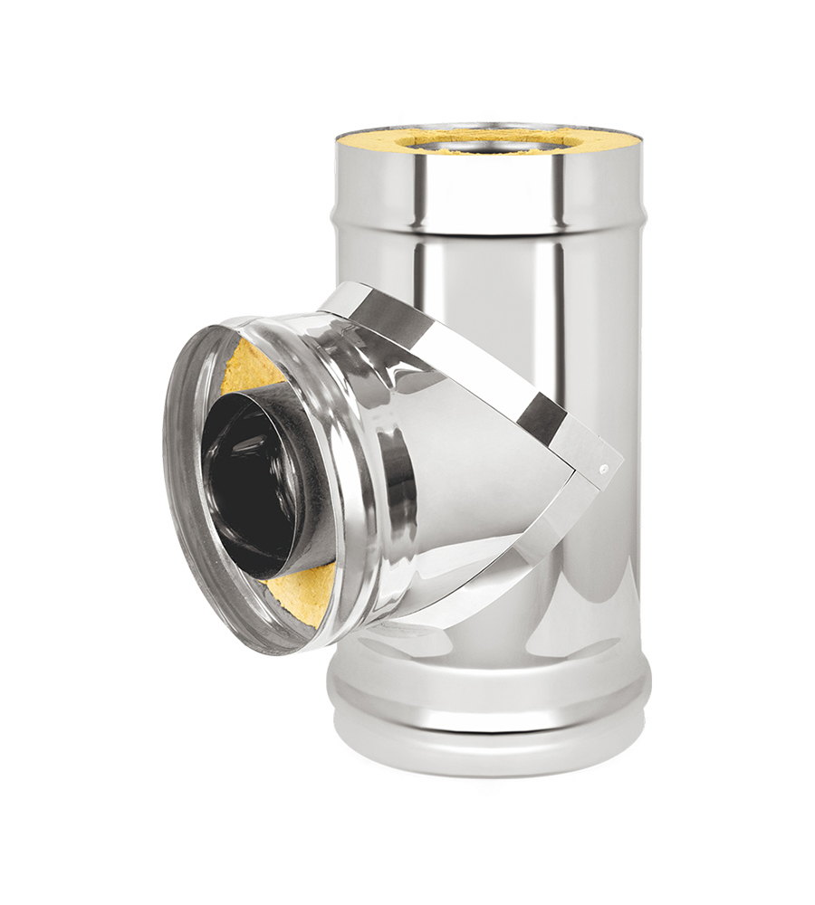 Изображение товара Тройник-сэндвич 90° Везувий из нержавеющей и оцинкованной стали для дымохода
