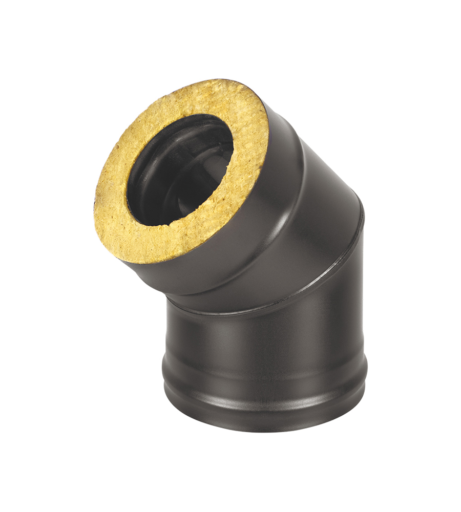 Изображение товара Колено 45 градусов Везувий из нержавеющей стали для дымохода 120/200 мм