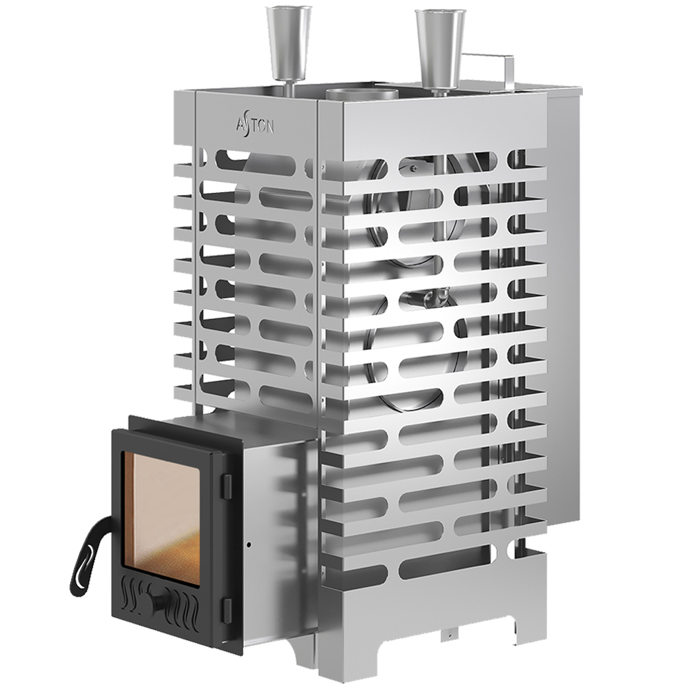 Изображение товара Печь банная дровяная ASTON Аква Inox 22 м3 с каменкой и стеклянной дверкой