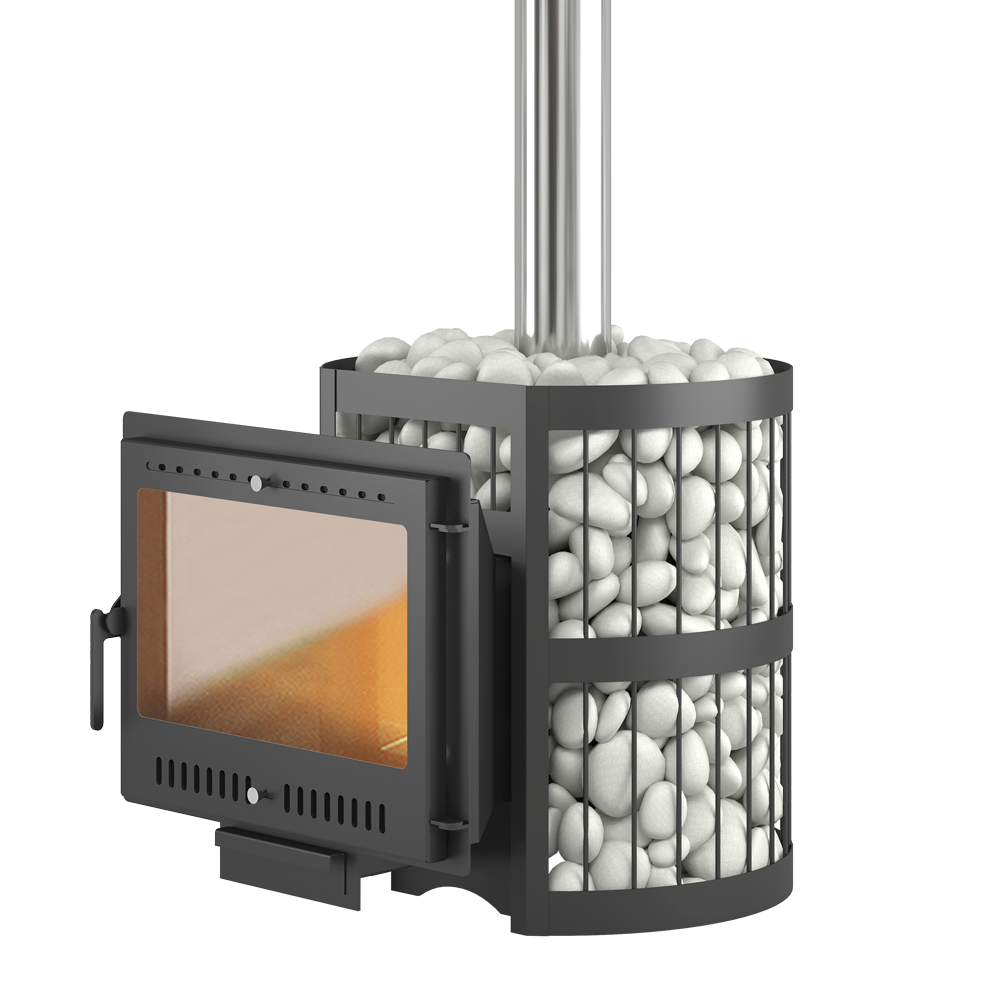 Изображение товара Печь банная дровяная ЭТНА 18 "Панорама" мощностью 18 кВт для помещений до 18 м³