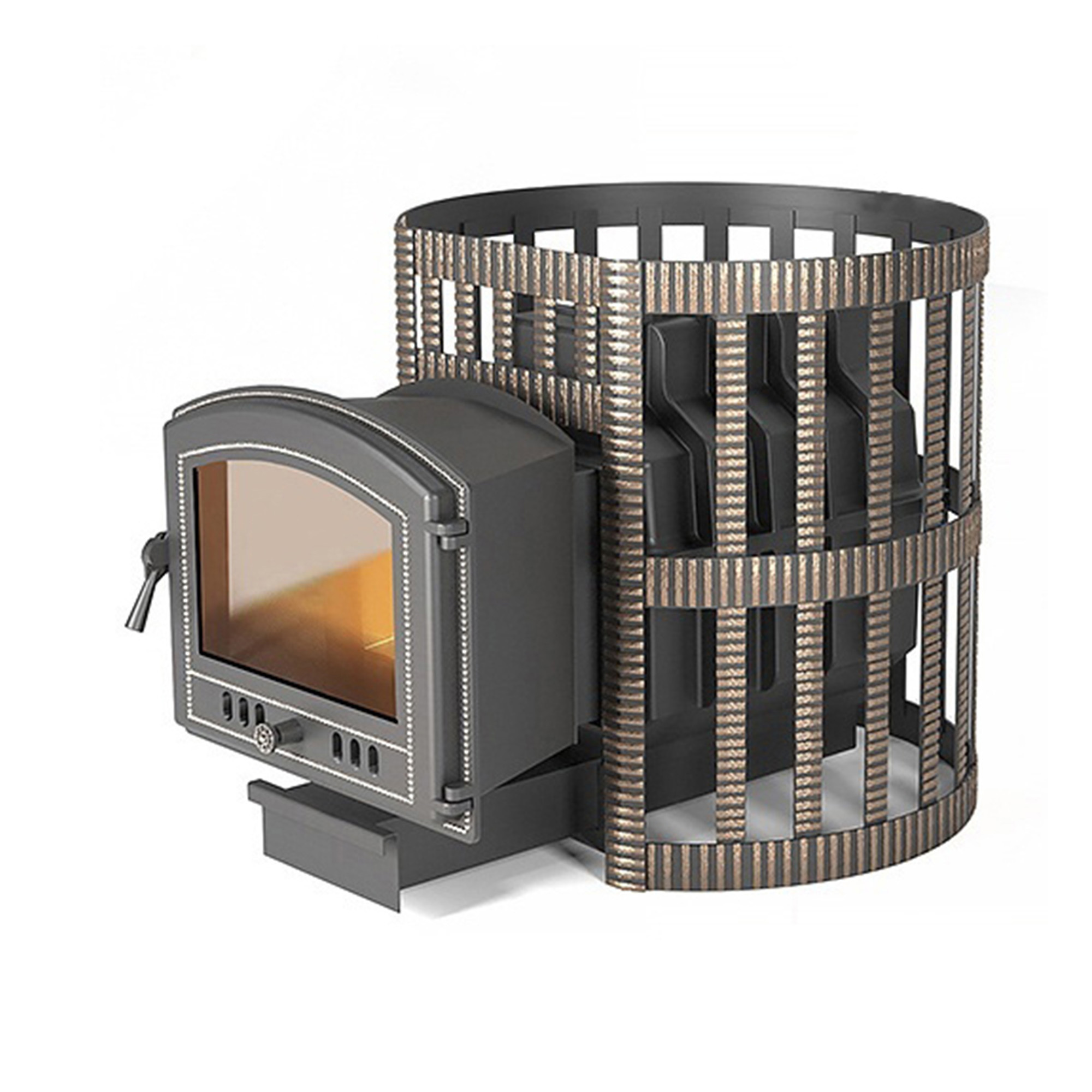 Изображение товара Печь банная дровяная Везувий Легенда Ретро Ковка 24м³ для бани и сауны