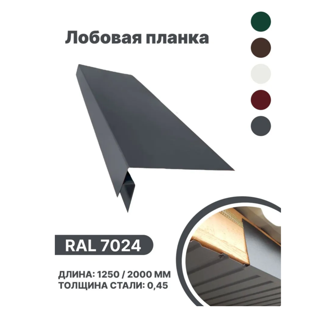 Изображение товара Лобовая планка B-group 2000x200мм RAL 7024 серый глянцевый 4шт