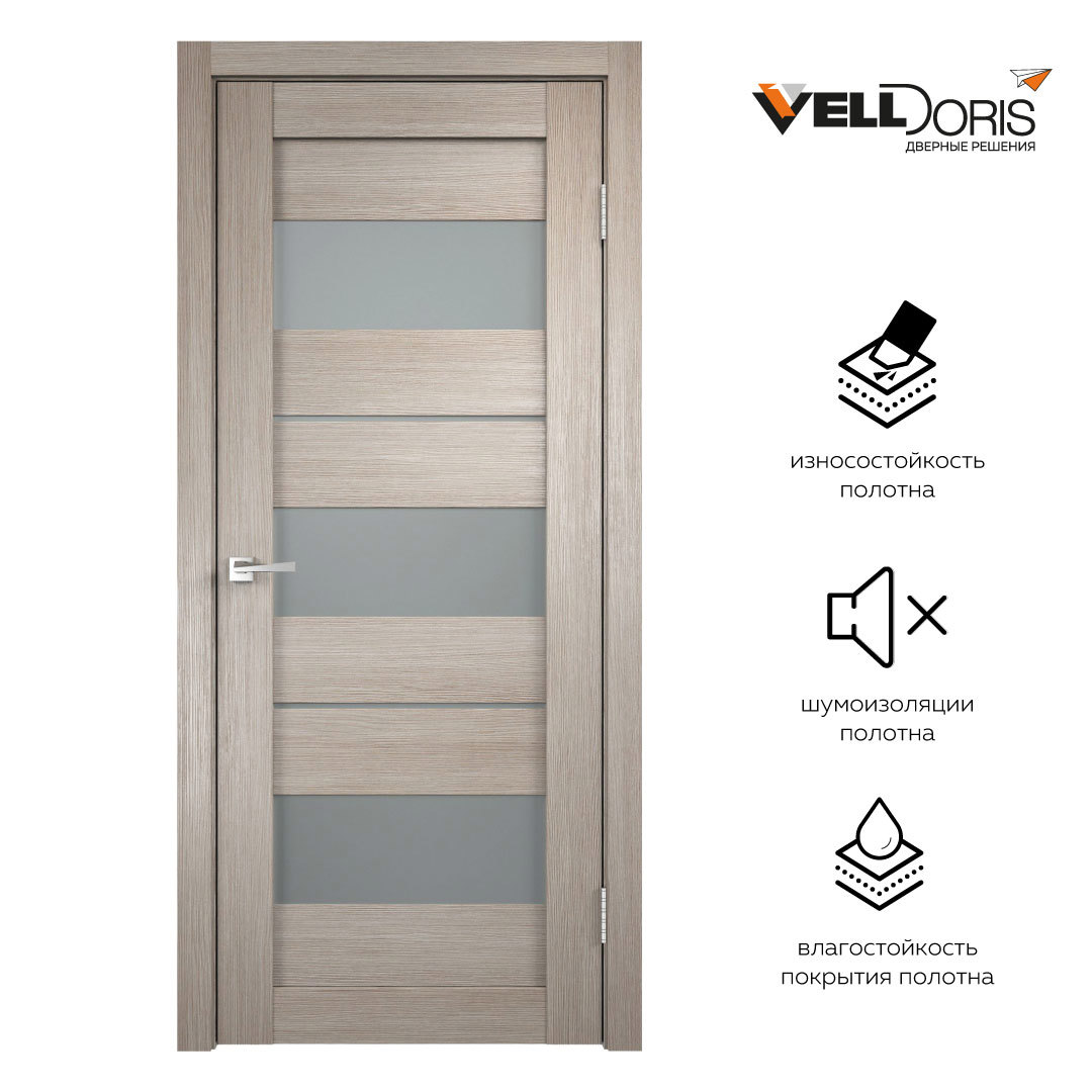 Изображение товара Дверь межкомнатная Velldoris Duplex 12 остеклённая 200x70см ПВХ цвет капучино без замка и петель