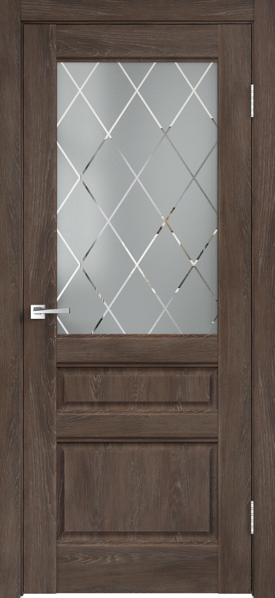 Изображение товара Дверь межкомнатная Velldoris Летиция 3V остеклённая 200x80см ПВХ цвет дуб шале корица без замка и петель