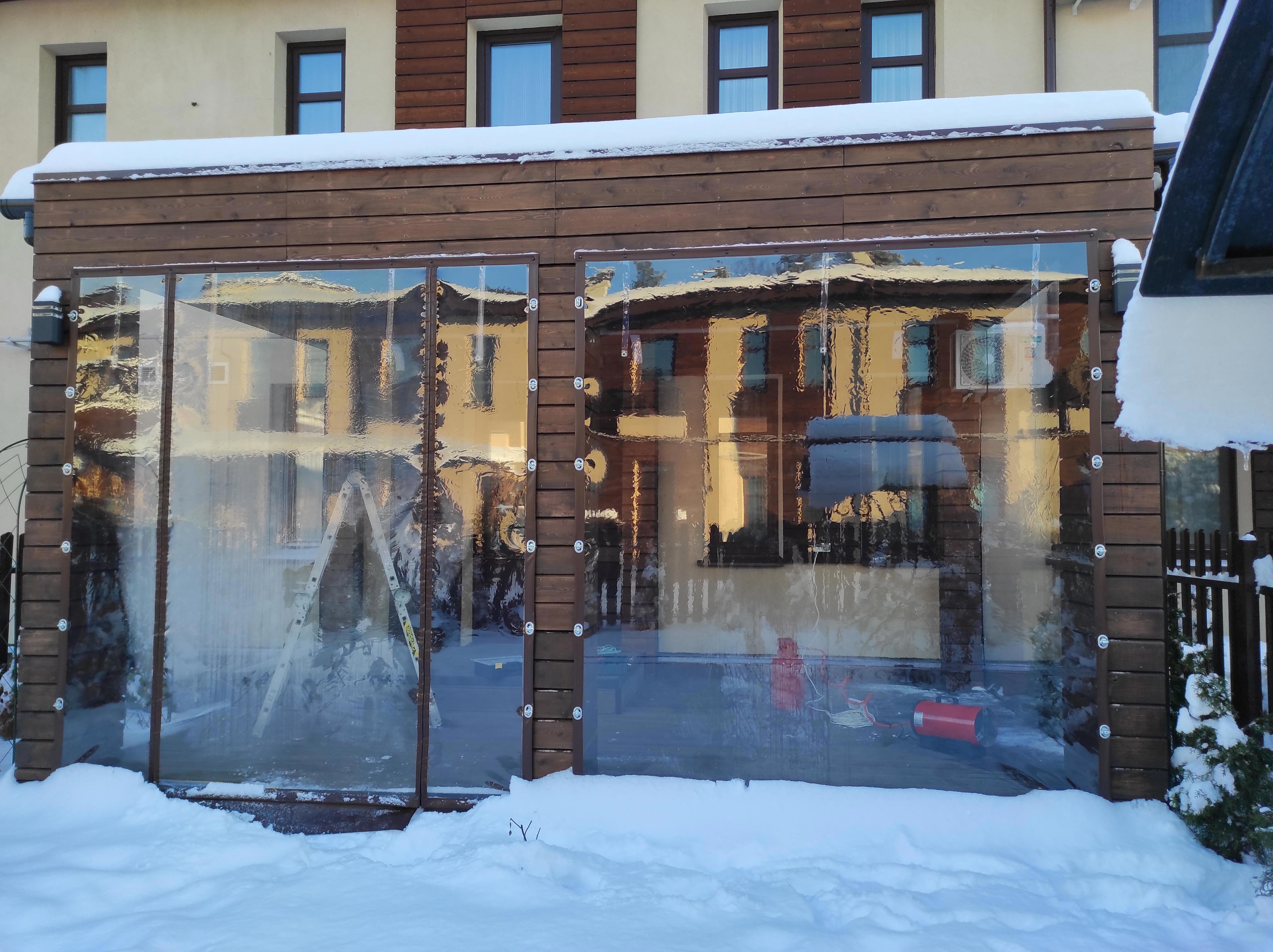 Изображение товара Мягкое окно ПВХ до -39°C 180x140см окантовка Оксфорд коричневая поворотная скоба (металл)