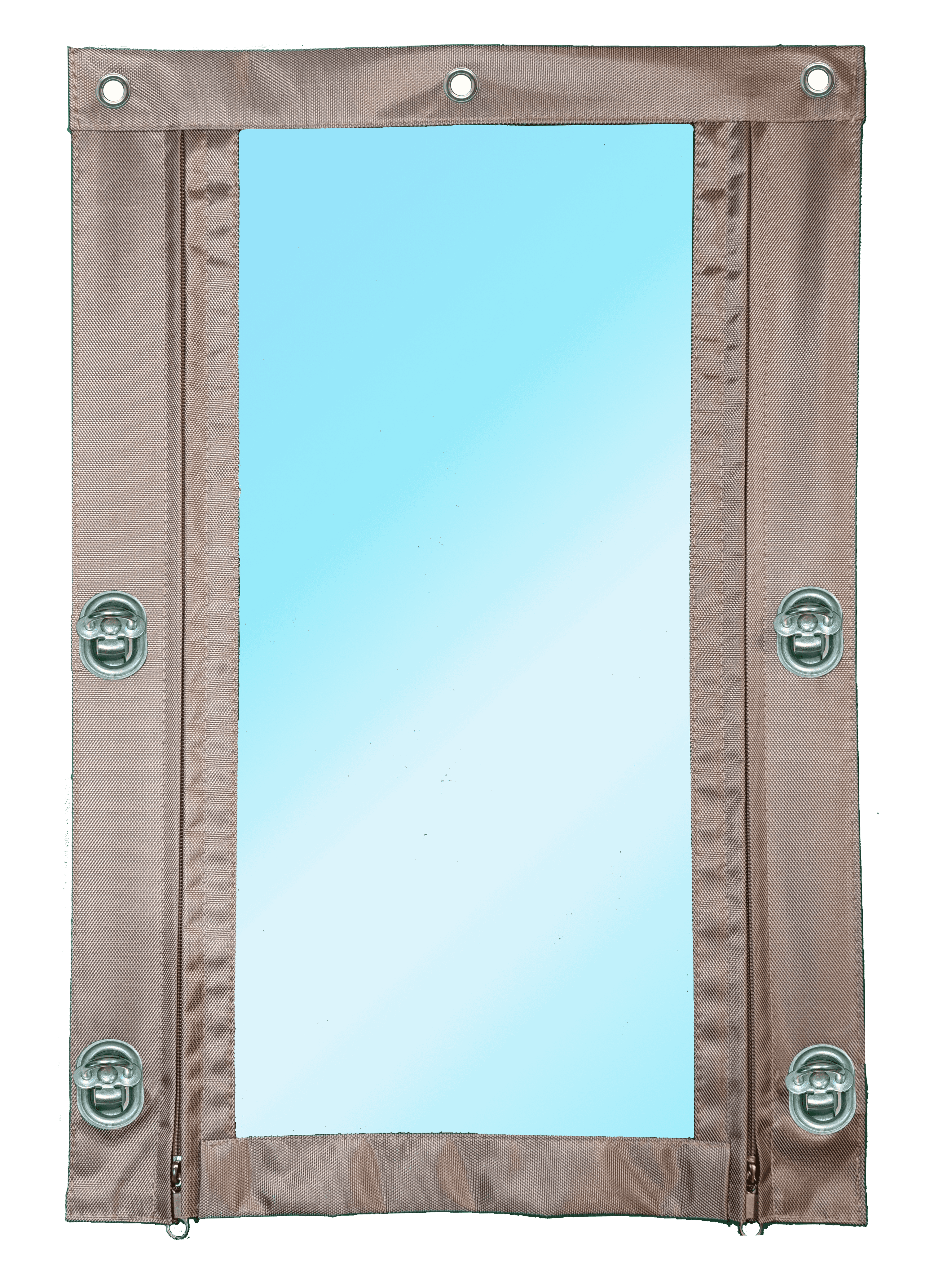 Изображение товара Мягкая дверь полиуретан до -75°C 130x220см окантовка Оксфорд бежевая поворотная скоба (металл)