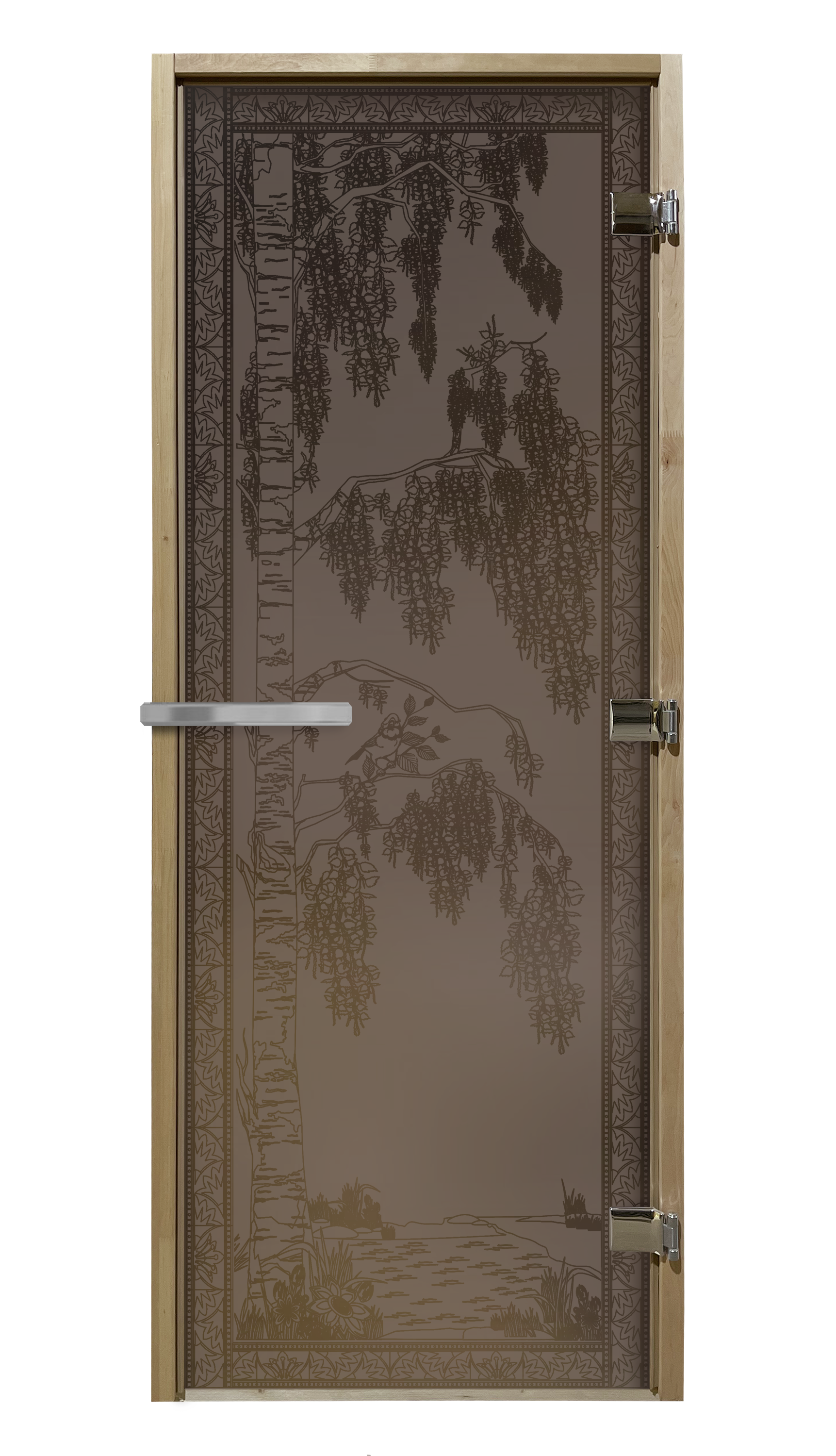 Изображение товара Дверь для сауны стеклянная бронзовый матовый Doorwood Березка 190x70см