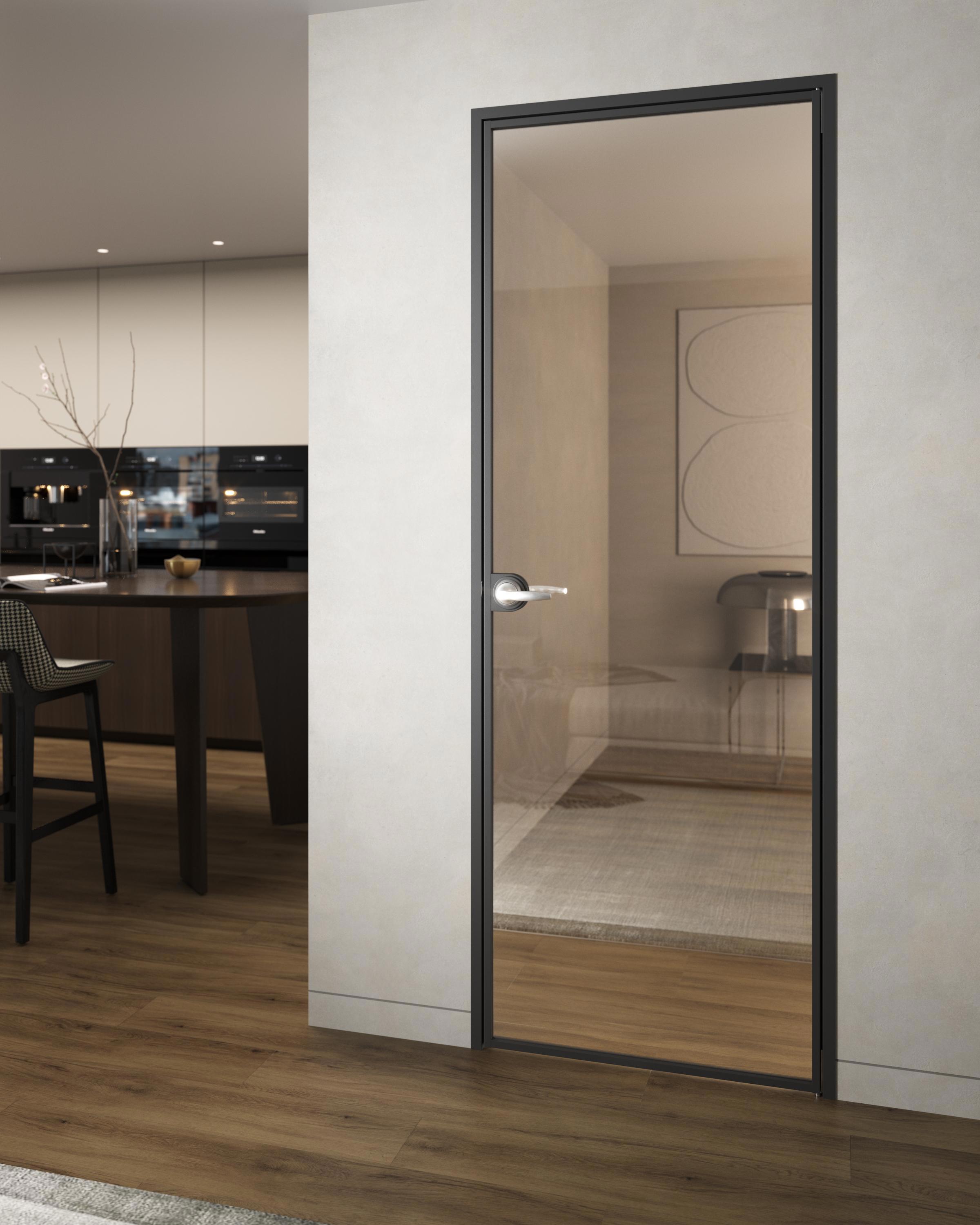 Изображение товара Дверь стеклянная GS Building Лофт правый 200x80см CPL цвет черный с замком и петлями