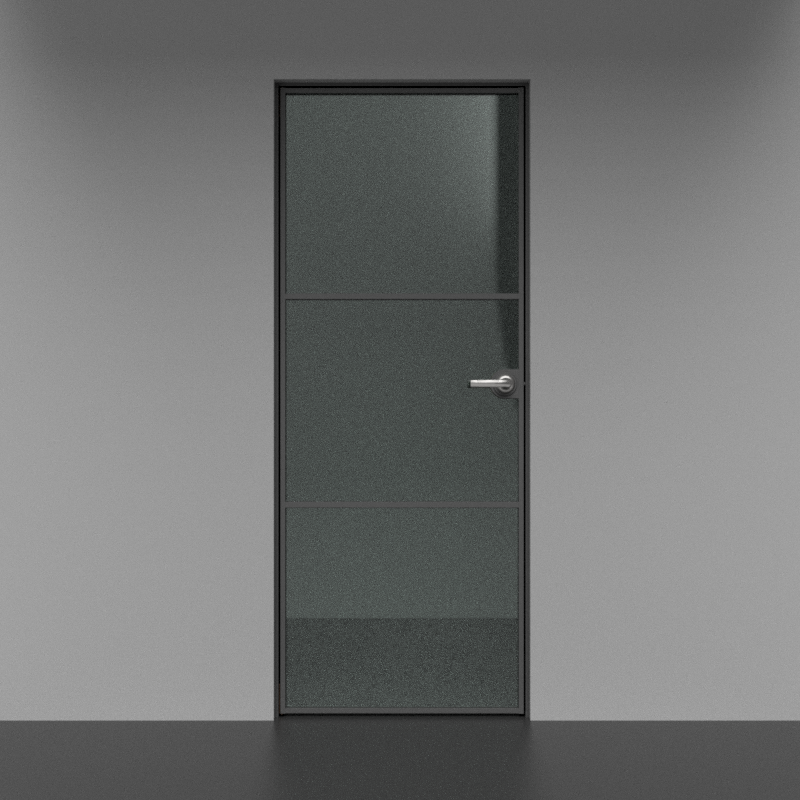 Изображение товара Дверь стеклянная со шпросами GS Building Лофт правый 200x70см CPL цвет черный с замком и петлями