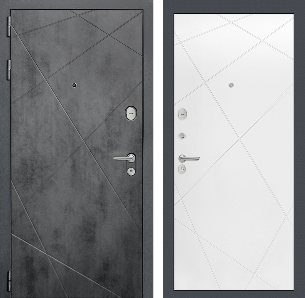 Изображение товара Входная дверь Лабиринт Лофт П-24 левый 205x96см белый софт/бетон темный